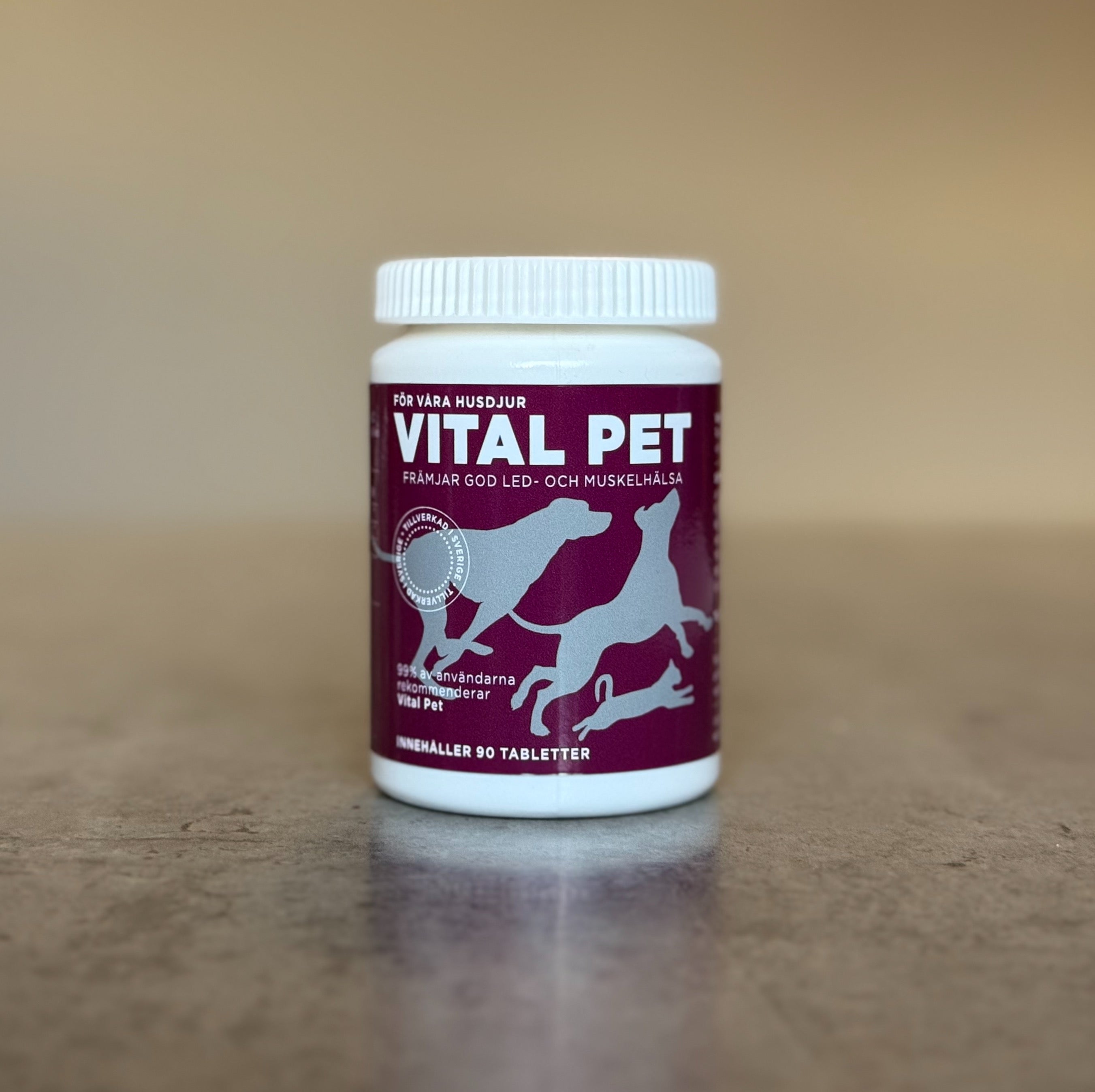 Vital Pet 90 tabletter – naturligt fodertillskott för hund med L-Arginin och rosenrot